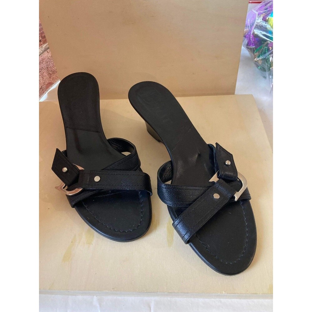 Christian Dior black patent leather shoes Made In Italy Wedge 100% Authentic  38